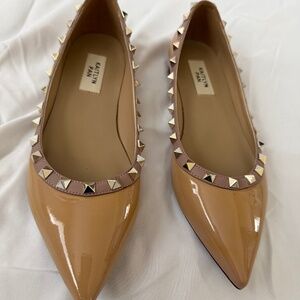 Kaitlyn Pan Leather Flats with gold studs